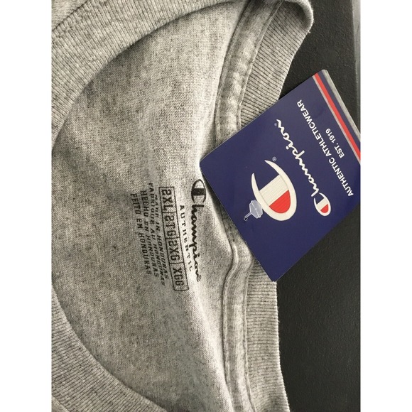 Champion T-Shirt NYC Mosaic Style Logo Graphic Tee Crewneck Gray Men 2XL NWT - Picture 4 of 7